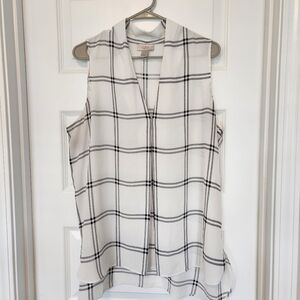 White and Black Plaid Sleeveless Top